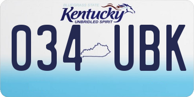 KY license plate 034UBK