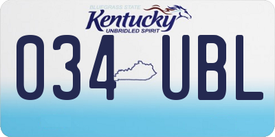 KY license plate 034UBL