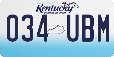 KY license plate 034UBM
