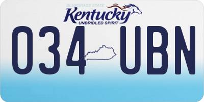 KY license plate 034UBN