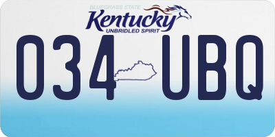 KY license plate 034UBQ