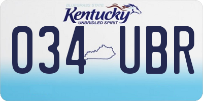 KY license plate 034UBR