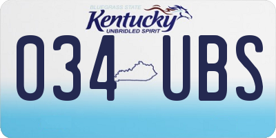 KY license plate 034UBS