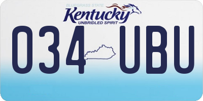 KY license plate 034UBU