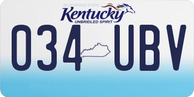 KY license plate 034UBV