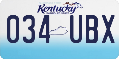 KY license plate 034UBX