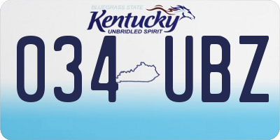 KY license plate 034UBZ