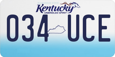 KY license plate 034UCE