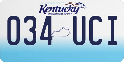 KY license plate 034UCI