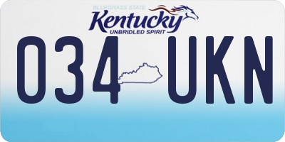KY license plate 034UKN