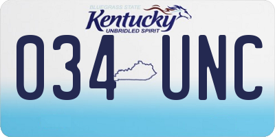 KY license plate 034UNC