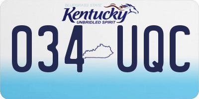 KY license plate 034UQC