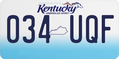 KY license plate 034UQF
