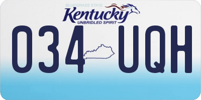 KY license plate 034UQH