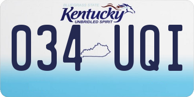 KY license plate 034UQI