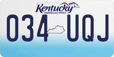 KY license plate 034UQJ