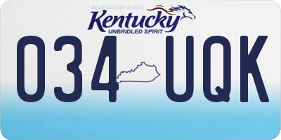 KY license plate 034UQK
