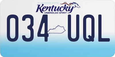 KY license plate 034UQL