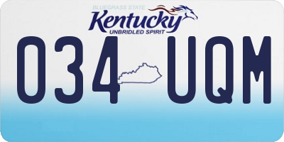 KY license plate 034UQM