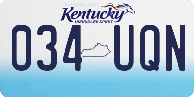 KY license plate 034UQN