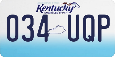 KY license plate 034UQP