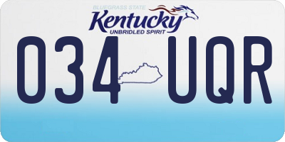 KY license plate 034UQR