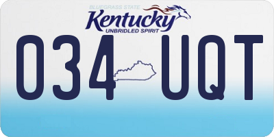 KY license plate 034UQT
