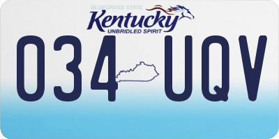 KY license plate 034UQV