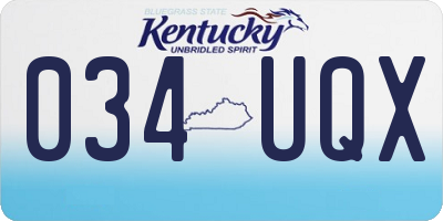 KY license plate 034UQX