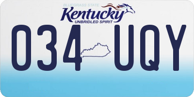KY license plate 034UQY