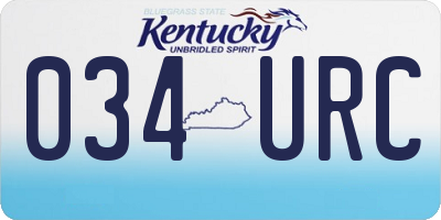 KY license plate 034URC