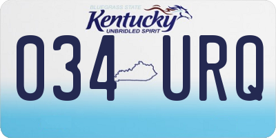 KY license plate 034URQ
