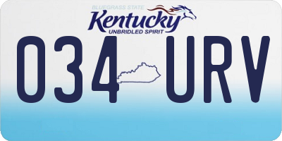KY license plate 034URV