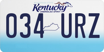 KY license plate 034URZ
