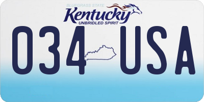 KY license plate 034USA