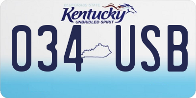 KY license plate 034USB