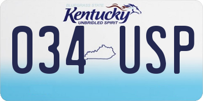KY license plate 034USP