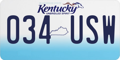 KY license plate 034USW