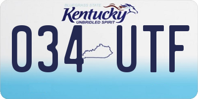 KY license plate 034UTF