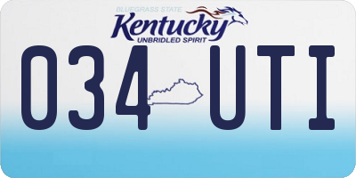 KY license plate 034UTI