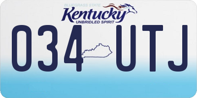 KY license plate 034UTJ