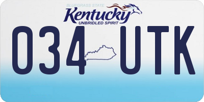 KY license plate 034UTK