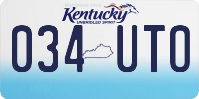KY license plate 034UTO