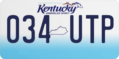 KY license plate 034UTP