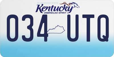 KY license plate 034UTQ