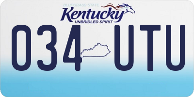 KY license plate 034UTU
