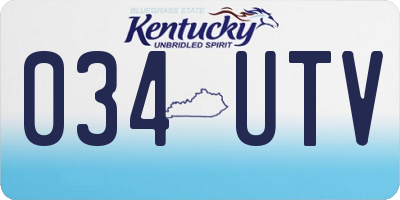 KY license plate 034UTV