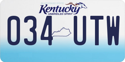 KY license plate 034UTW