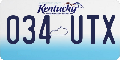 KY license plate 034UTX