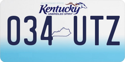 KY license plate 034UTZ